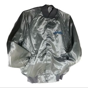 Westark 📌size medium VINTAGE silky silver bomber jacket with logo on chest